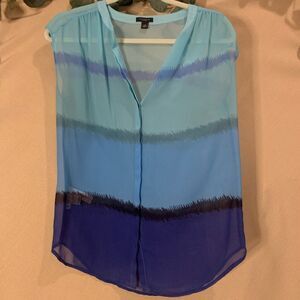 Ann Taylor | Blue Ombré Striped Sheer Sleeveless Top | size XS